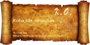 Kohajda Orsolya névjegykártya